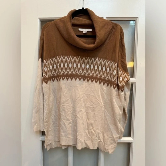 Boston Proper | Fair Isle Sweater Size Small Cowl Neck Rhinestones Size M EUC - Picture 1 of 9